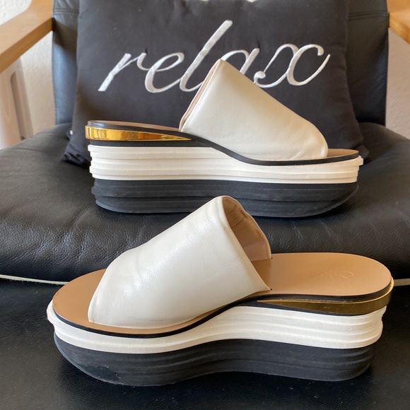 CHLOÉ Leather Platform Wedge Sandal - Picture 6 of 8